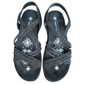 Sketcher Women's 8.5 Black Strappy Stretch Elastic Active Sandals